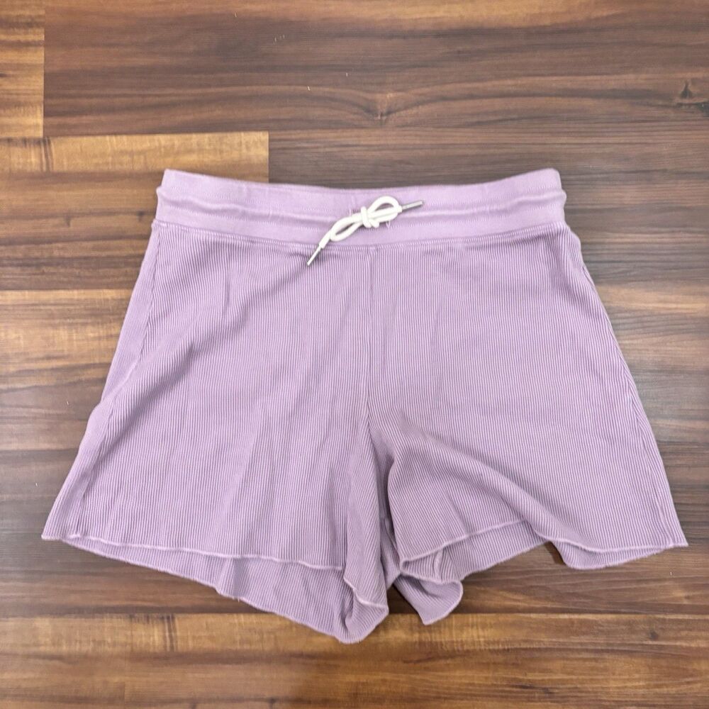 Mate The Label Women’s Sz Large Purple Drawstring Organic Cotton Lounge Shorts